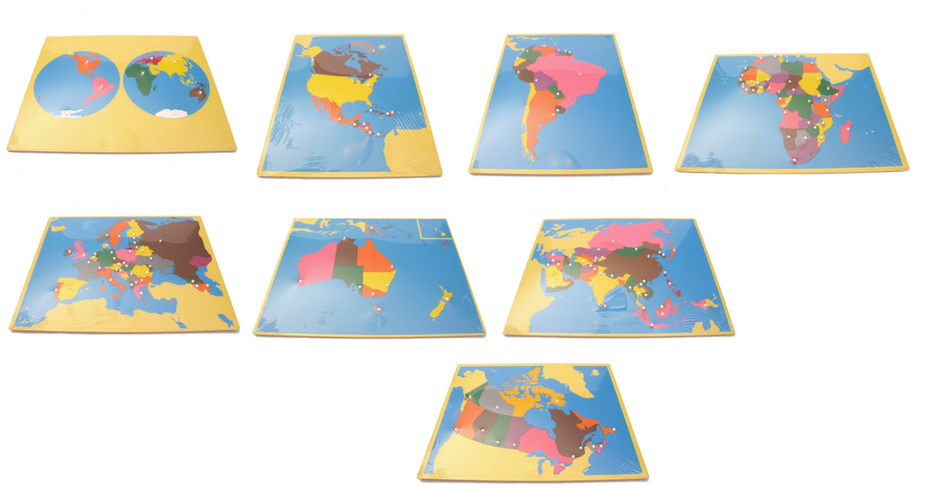 PinkMontesori Large Puzzle Map Package 2 (with CANADA) - Set of 8 Large Puzzle Maps - Pink Montessori Montessori Material for sale @ pinkmontessori.com - 1