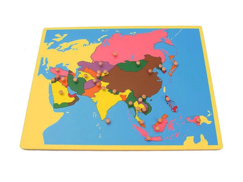 PinkMontesori Small Board Map of Asia - Pink Montessori Montessori Material for sale @ pinkmontessori.com