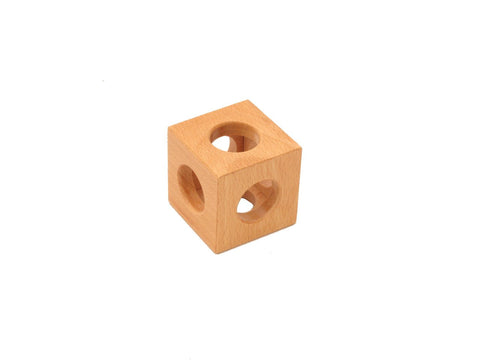 PinkMontesori Natural Baby Finger Grasping Toy - Hollow Cube - Pink Montessori Montessori Material for sale @ pinkmontessori.com