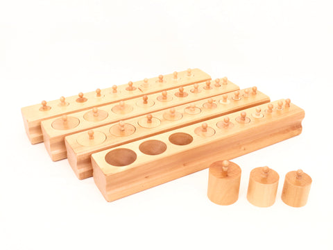 PinkMontesori Knobbed Cylinder Blocks - Pink Montessori Montessori Material for sale @ pinkmontessori.com