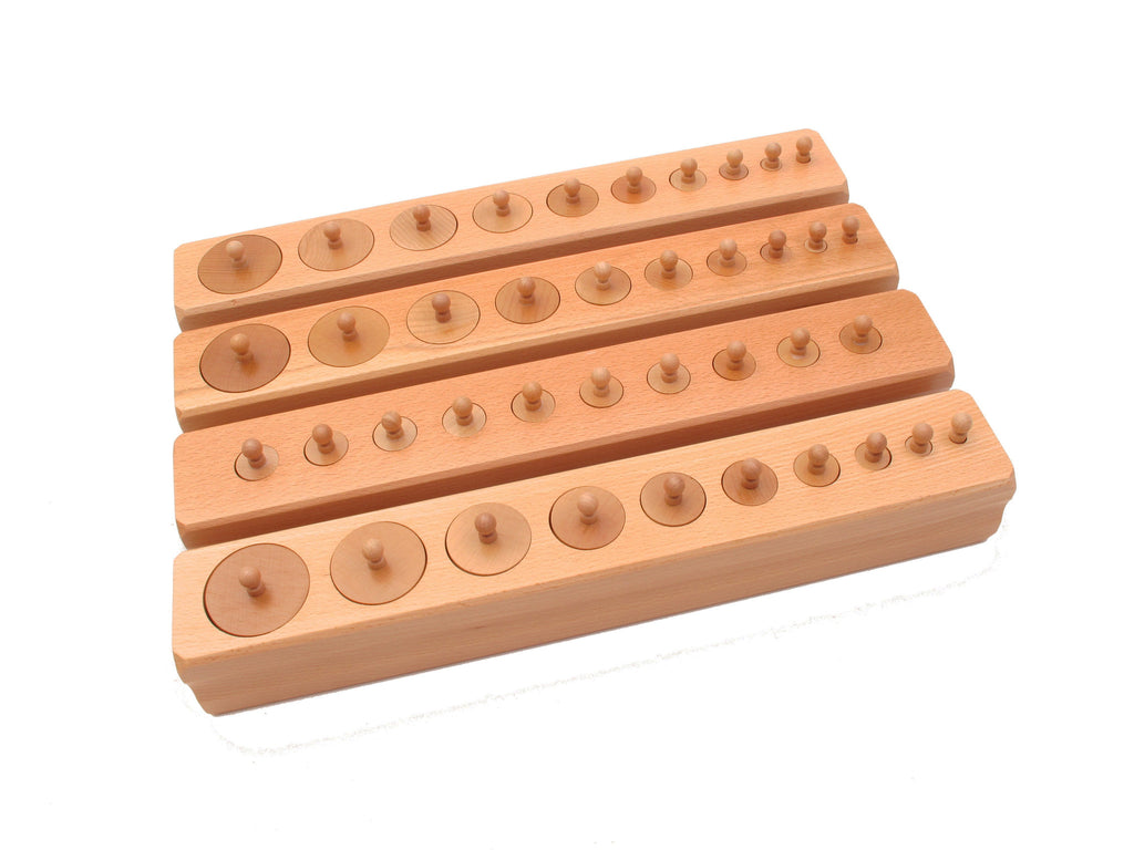 PinkMontesori Premium Knobbed Cylinder Blocks - Pink Montessori Montessori Material for sale @ pinkmontessori.com - 1
