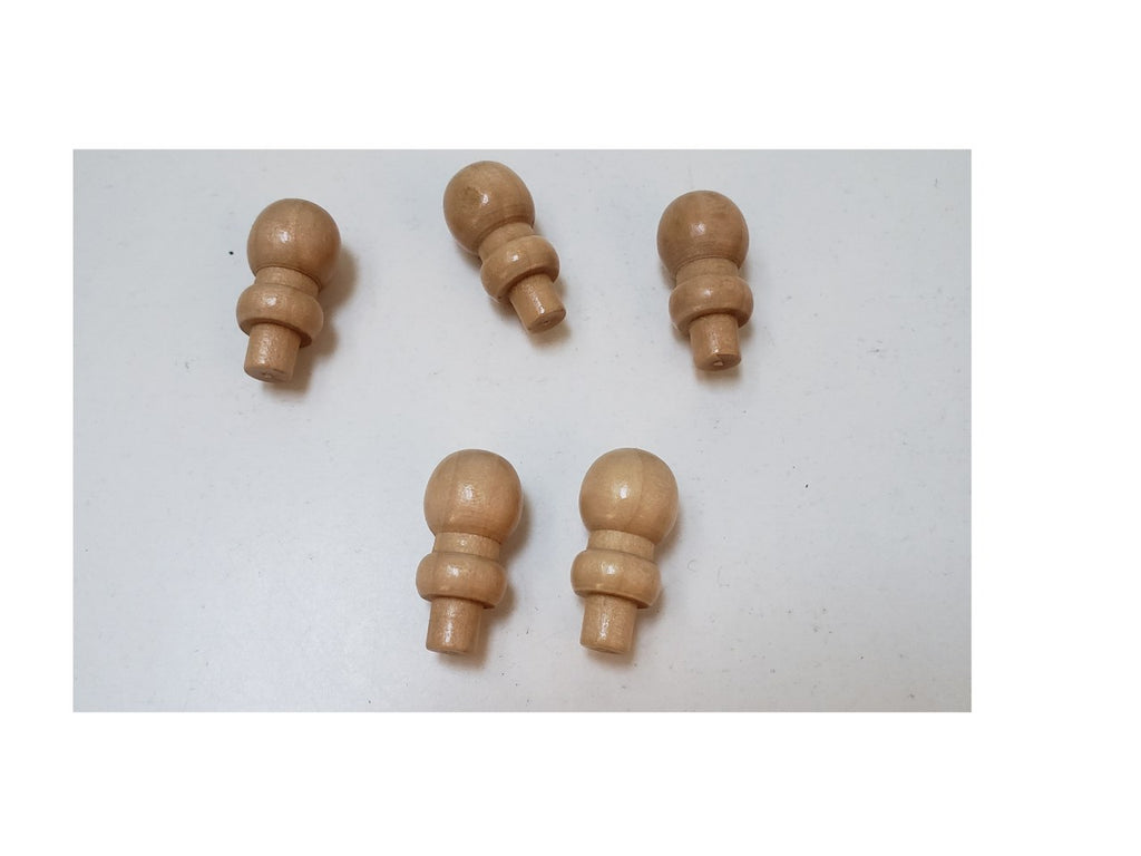 5 large Natural Wooden Knobs for Knobbed cylinders