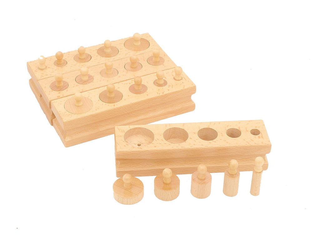 PinkMontesori Family Set - Mini Knobbed Cylinders - Pink Montessori Montessori Material for sale @ pinkmontessori.com - 1