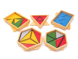 PinkMontesori Family Set - Mini Constructive Triangles - 5 Boxes - Pink Montessori Montessori Material for sale @ pinkmontessori.com - 1