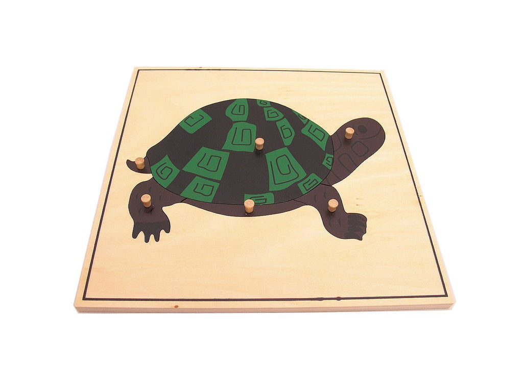 NEW Educational KIDS Toy MONTESSORI TURTLE Wooden Knob ZOOLOGY Preschool PUZZLE